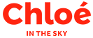 Logo minimaliste de Chloé in the Sky, avec un texte rouge vif sur un fond transparent.